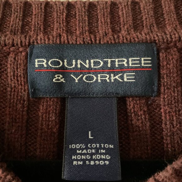 Vintage Roundtree & Yorke Mens Burgundy Ribbed Knit Classic V-Neck Sweater Sz L - Picture 3 of 8